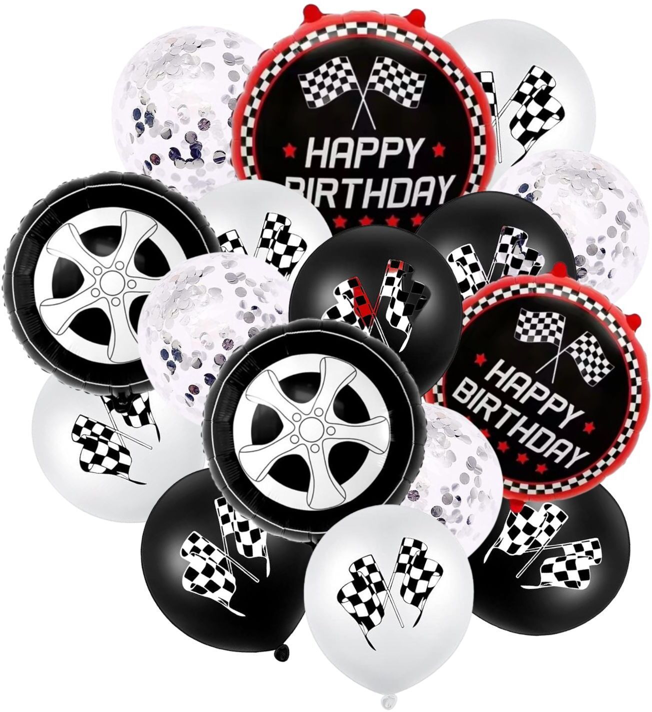 flick in 16Pcs Happy Birthday Decoration Items Race Car Theme Birthday Decorations Foil-picture-12