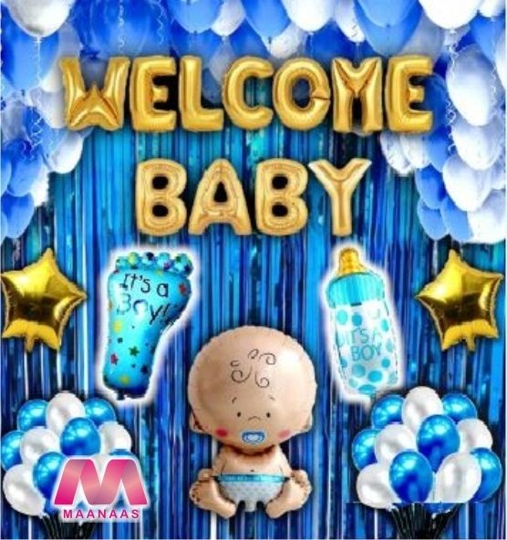 Solid Stylish Baby Arrival Welcome Party Home Decoration Kit 48 Pcs Balloon