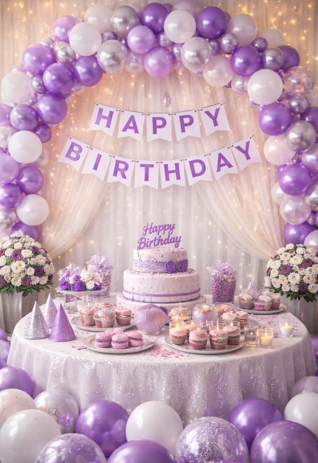 Solid Lavender Dream Premium Birthday Decoration Kit Balloon-image-3