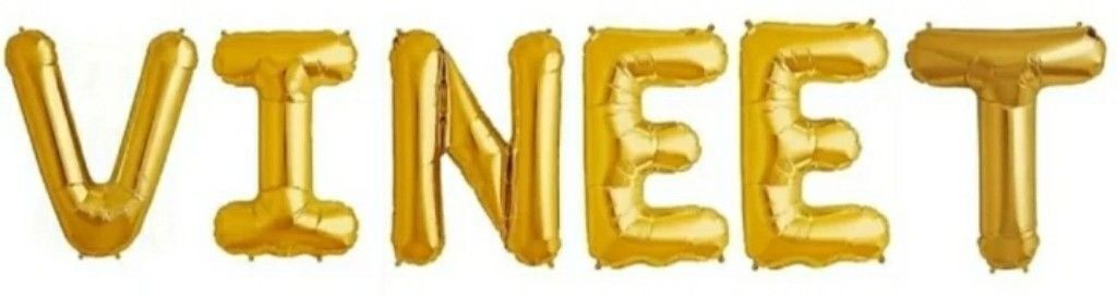 flipmate Solid Solid "VINEET" Name Decoration Letter Foil Balloon (Gold, Pack of 6) Letter Balloon-picture-34