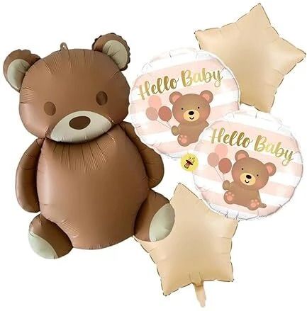 Printed Hello Baby Teddy Bear Foil Balloon-image-32