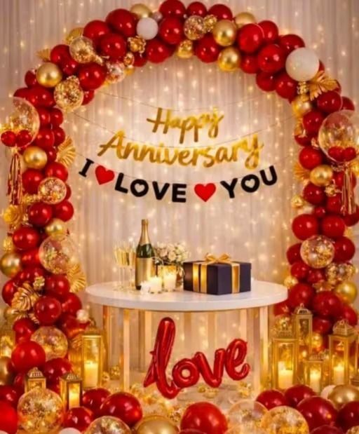 Solid Rose Red Love Anniversary Decoration Combo Set Balloon-image-31
