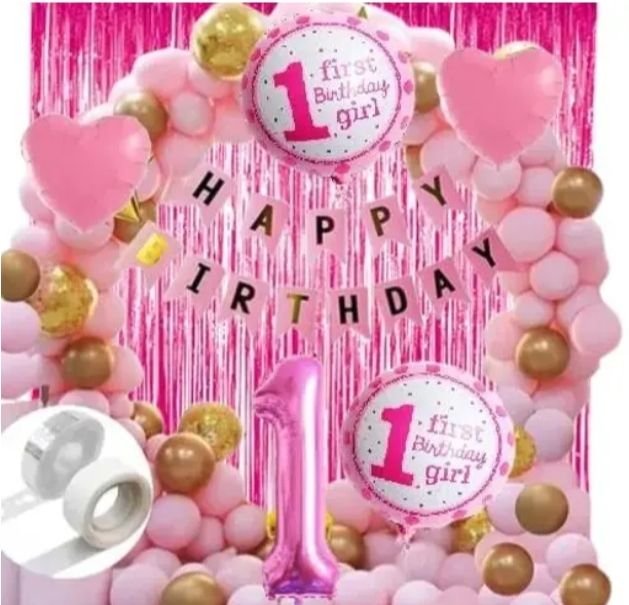 flipzone Solid 1st Baby Girl Happy Birthday Decoration pink combo pack 40 pcs Balloon-picture-20
