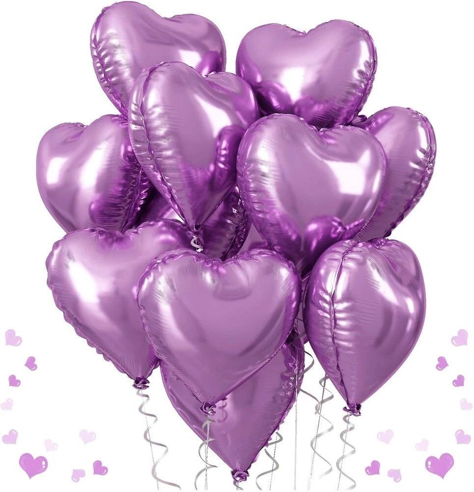 Solid Purple heart foil valentines day special decoration Balloon Bouquet-image-18