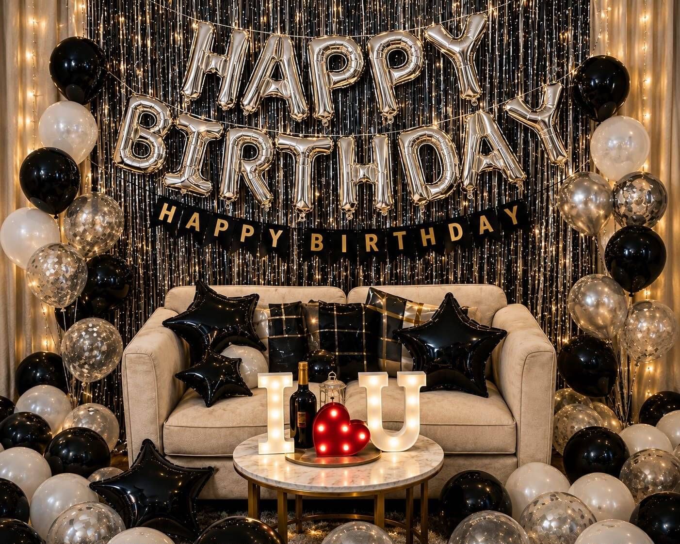 sangwan hub Royal Black White Birthday Decor-picture-42