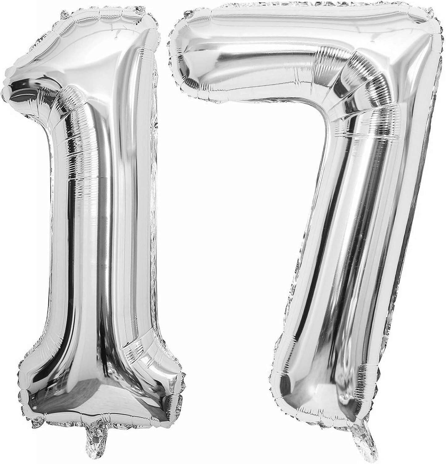 soi Solid 17 Number Silver Foil Balloons for Birthday Anniversary & Party Decoration Balloon-picture-39