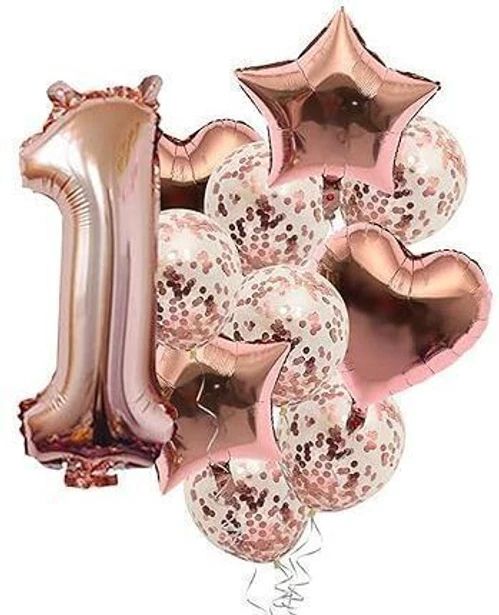 clickzone Solid First Birthday & Anniversary Rose Gold Balloons Balloon-picture-39