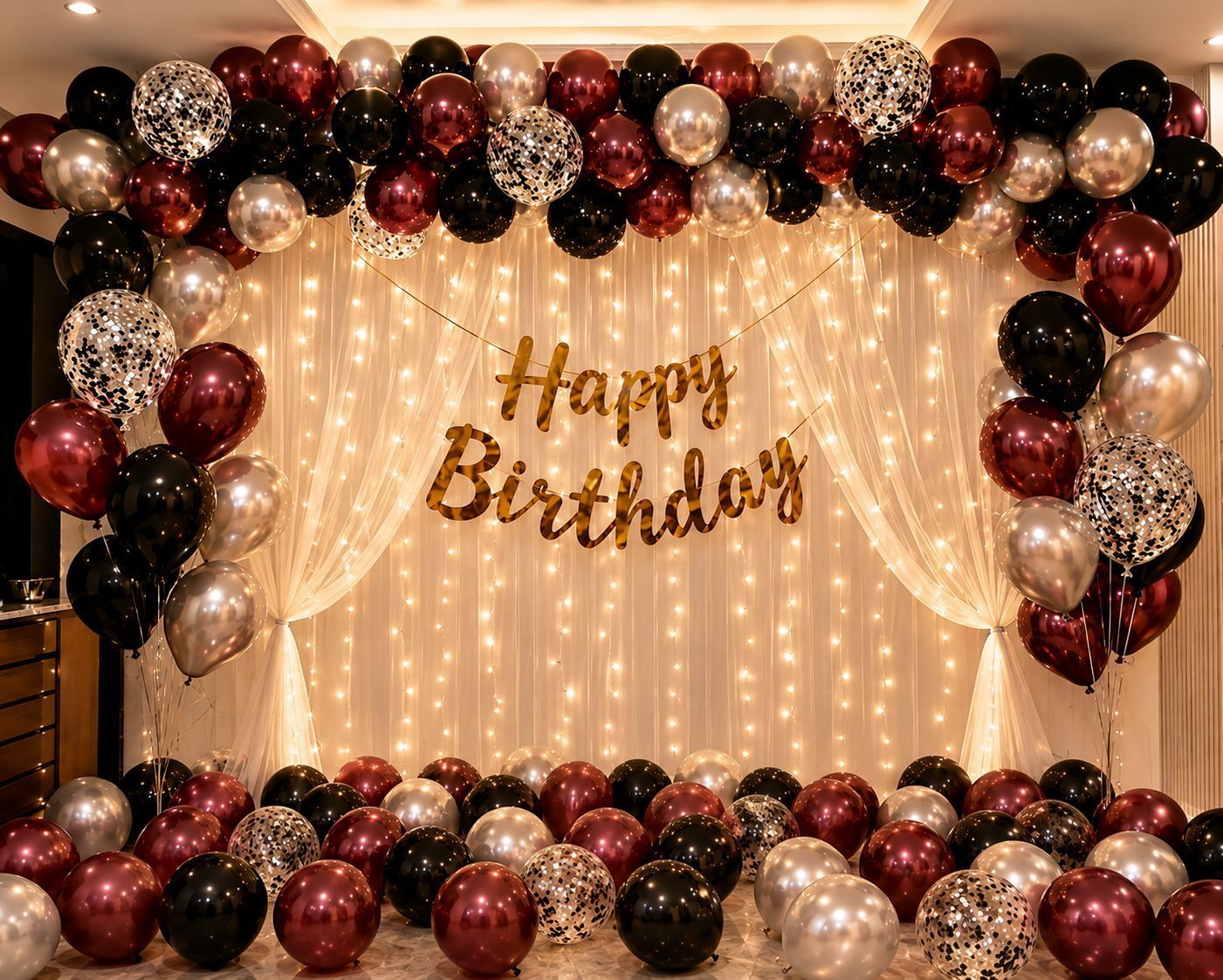 tigorik Solid Happy Birthday Rosegold Banner Decoration Set 55 Pcs Balloon-picture-0