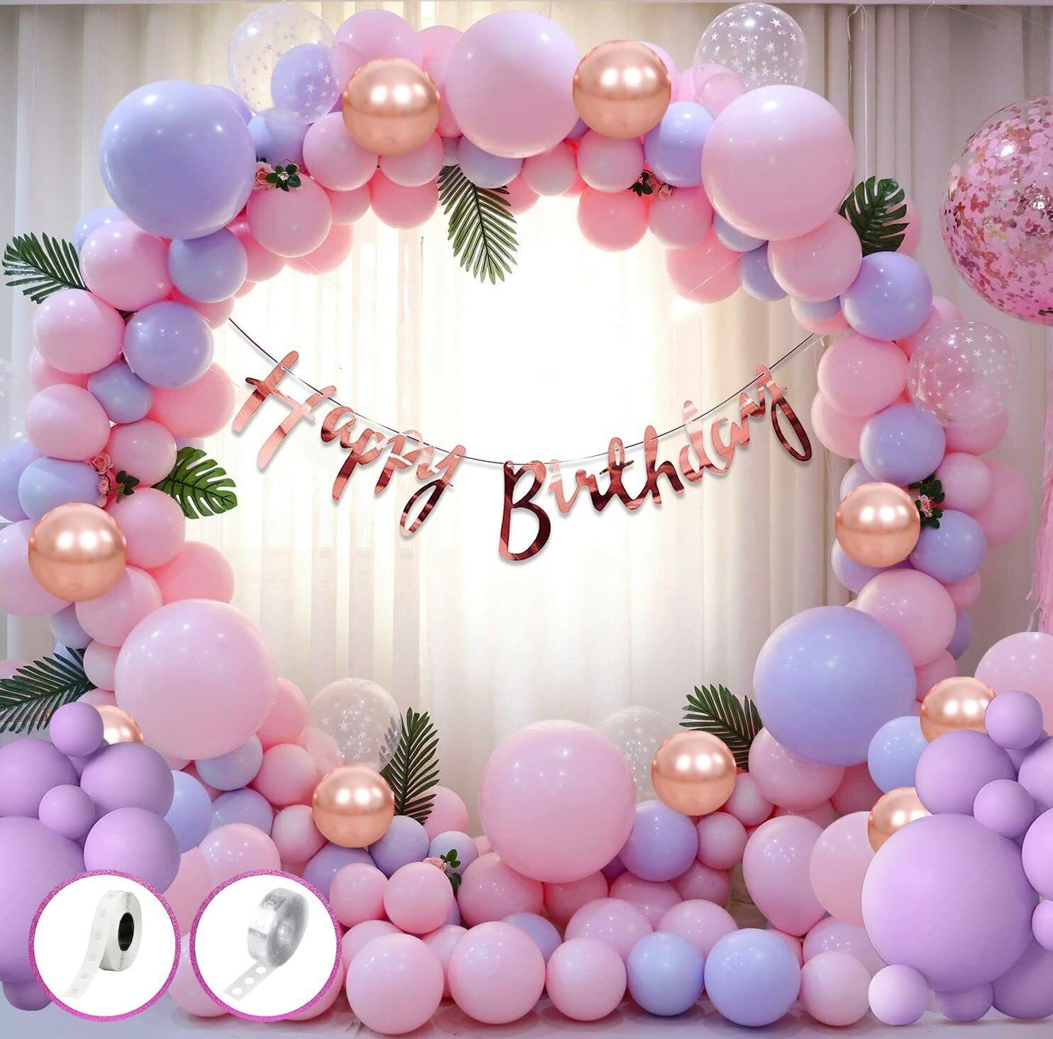 party midlinkerz Solid Pastel Happy Birthday Decoration kit - 60 Pcs for Birthday Decor Balloon-picture-15