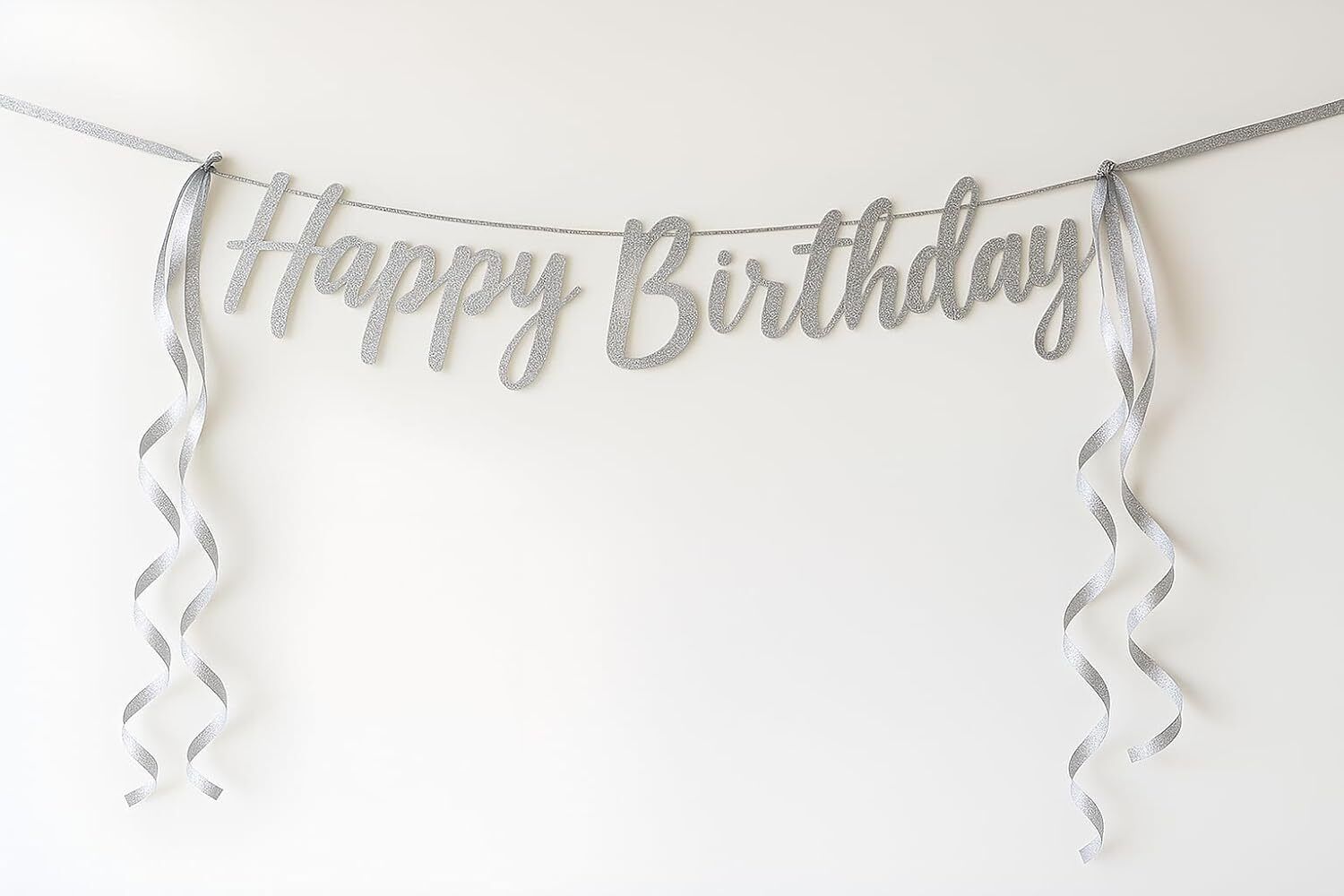 Solid Black Glitter Happy Birthday Banner Cursive Party Decor Pack of 1 Balloon-image-9