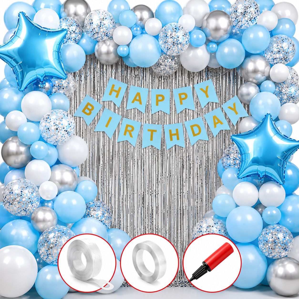 Boys Happy Birthday Star Theme Decoration Combo Kit With Ballons-image-39