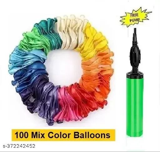 Solid Balloons 100 MultiColor with Pump for Birthday, Anniversary , Festival, Wedding, Balloon-image-38