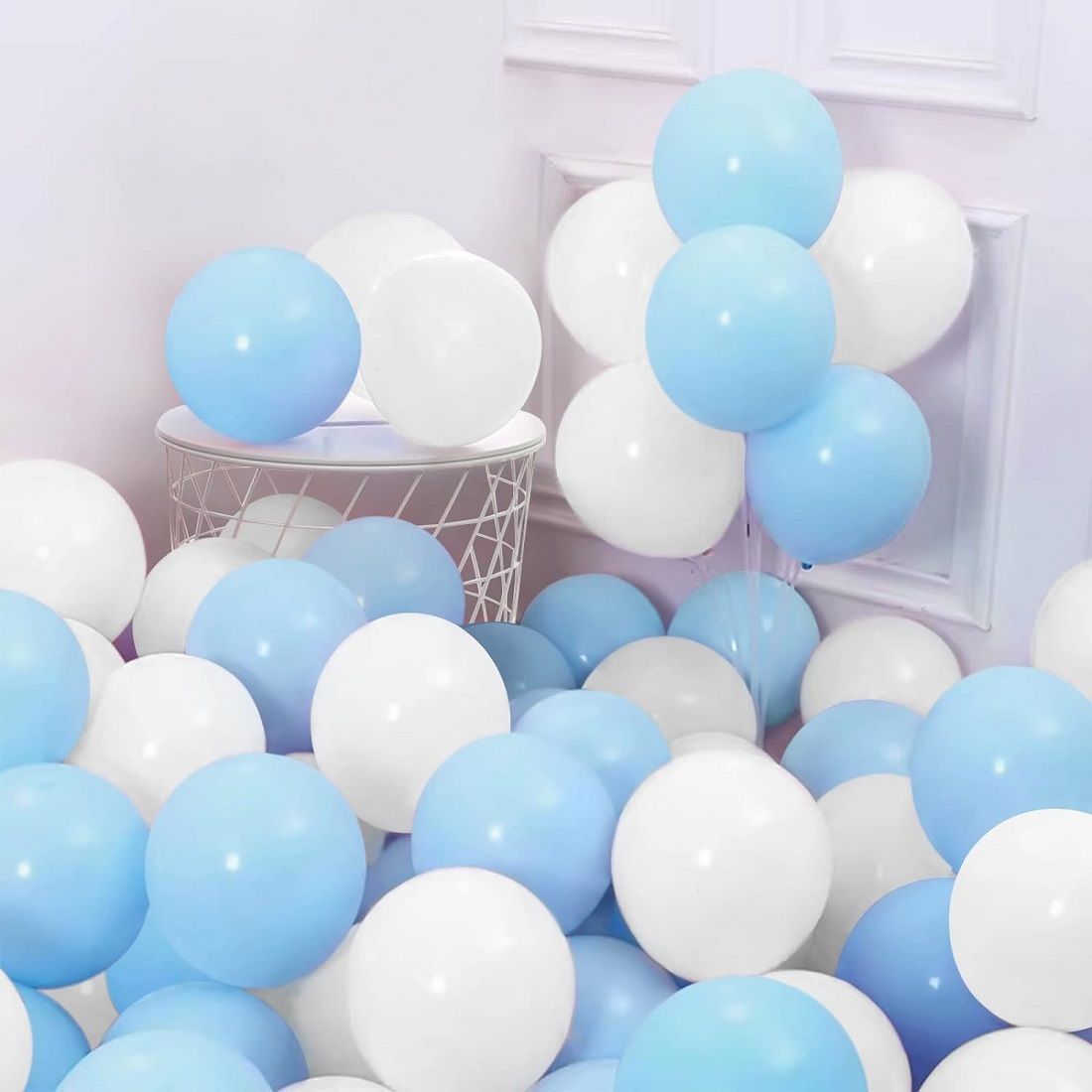 Solid 50 Pcs Blue & White Pastel Balloons Kit For Birthday, Anniversary Balloon-image-40