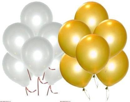 Solid RSR Metallic HD Balloons golden and white Balloon-image-45