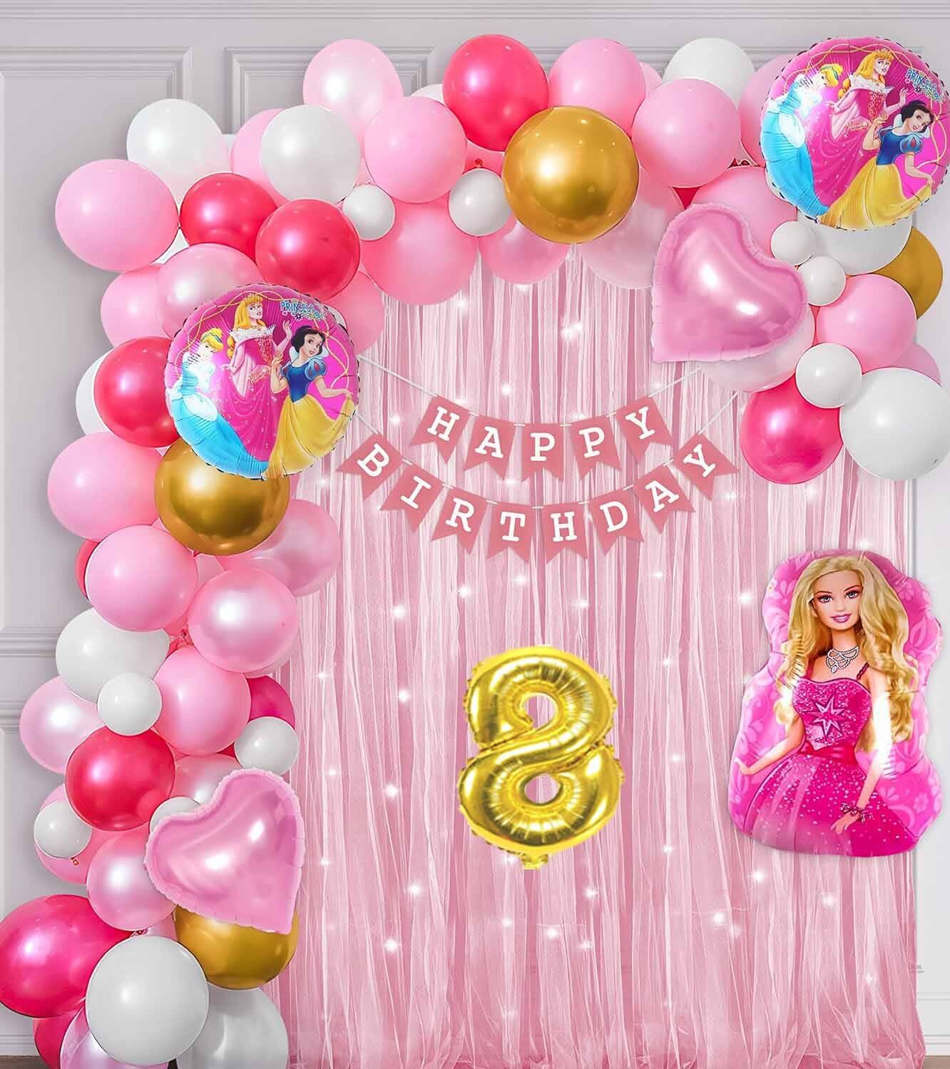kidos Printed Barbie Theme 8th Birthday DIY Decoration Item Kit For Girls Balloon-picture-22