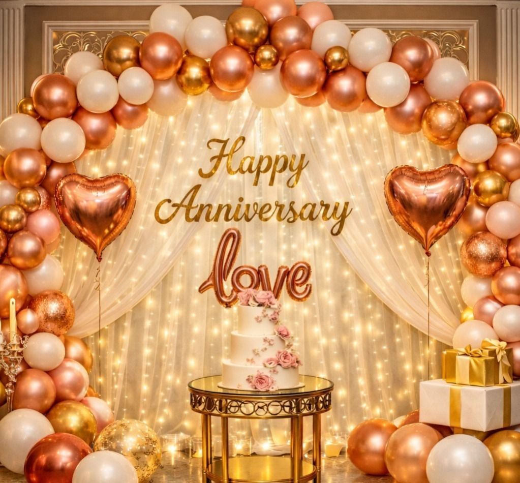 Solid Royal Rose Gold Anniversary Arch Decoration Set Balloon-image-38