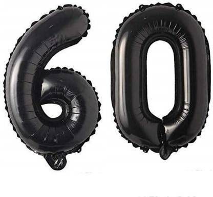 flipmate Solid Black Foil "60" (Six) Number Balloon for party Airwalker-picture-14