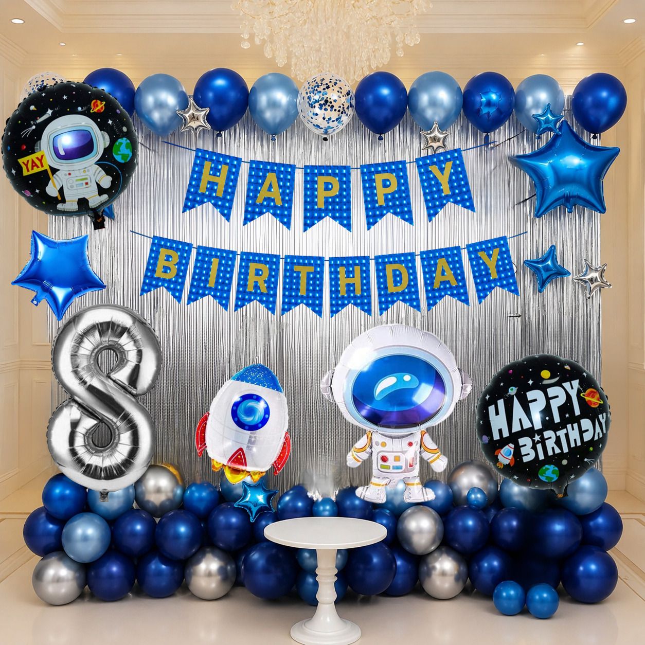 flick in Printed 52 Pcs Space Theme 8th Birthday Decoration Kit with Balloons & Foils Balloon-picture-37