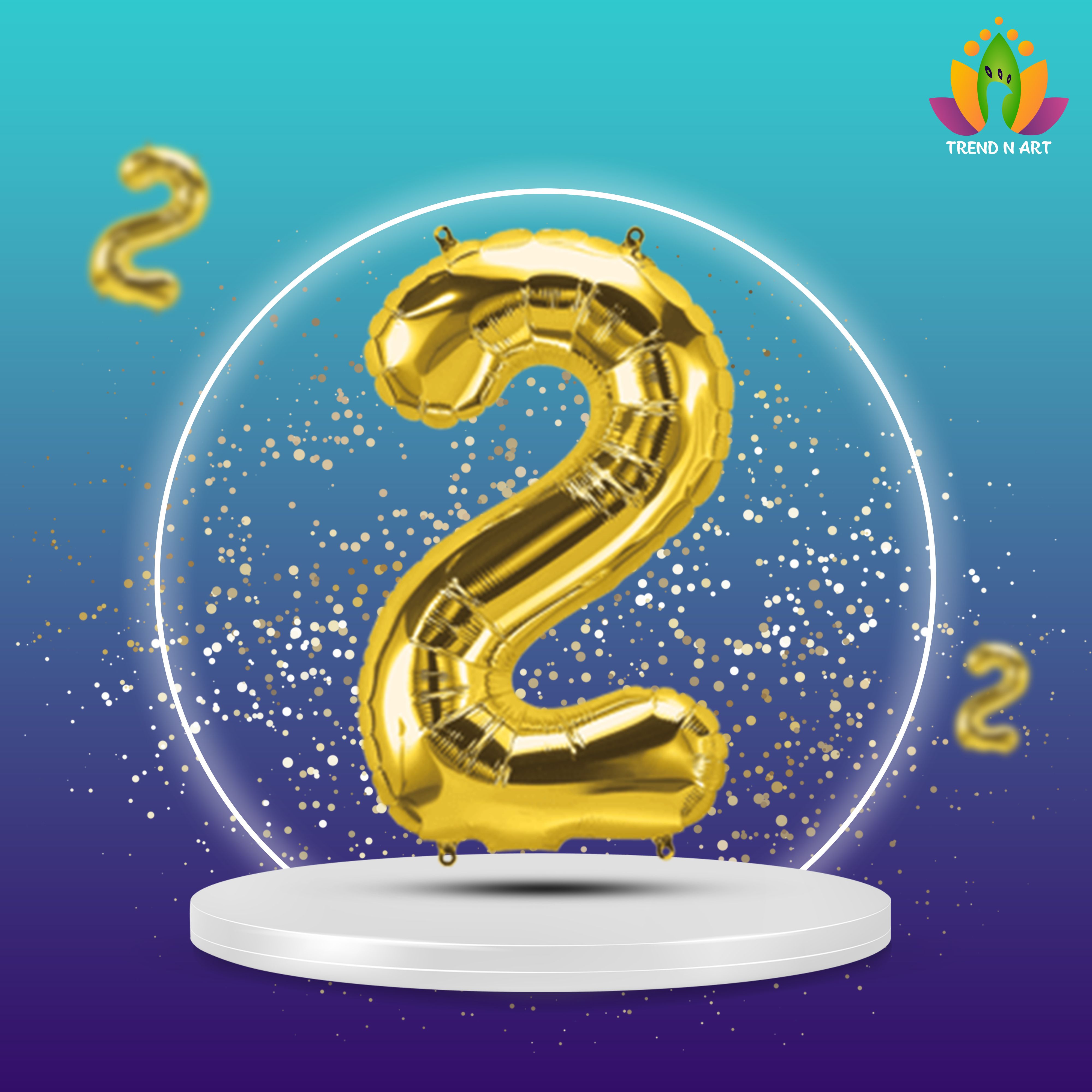 trend n art Solid Gold 2 Number 32INCH Foil Balloon Party Supplies, For Decoration and Celebration Balloon-picture-26