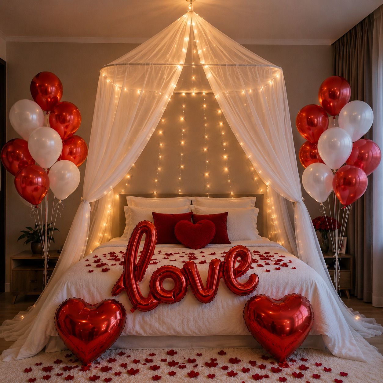 balloon and you Solid Romantic Room Decoration Kit with LOVE Foil, LED & Balloon-picture-2