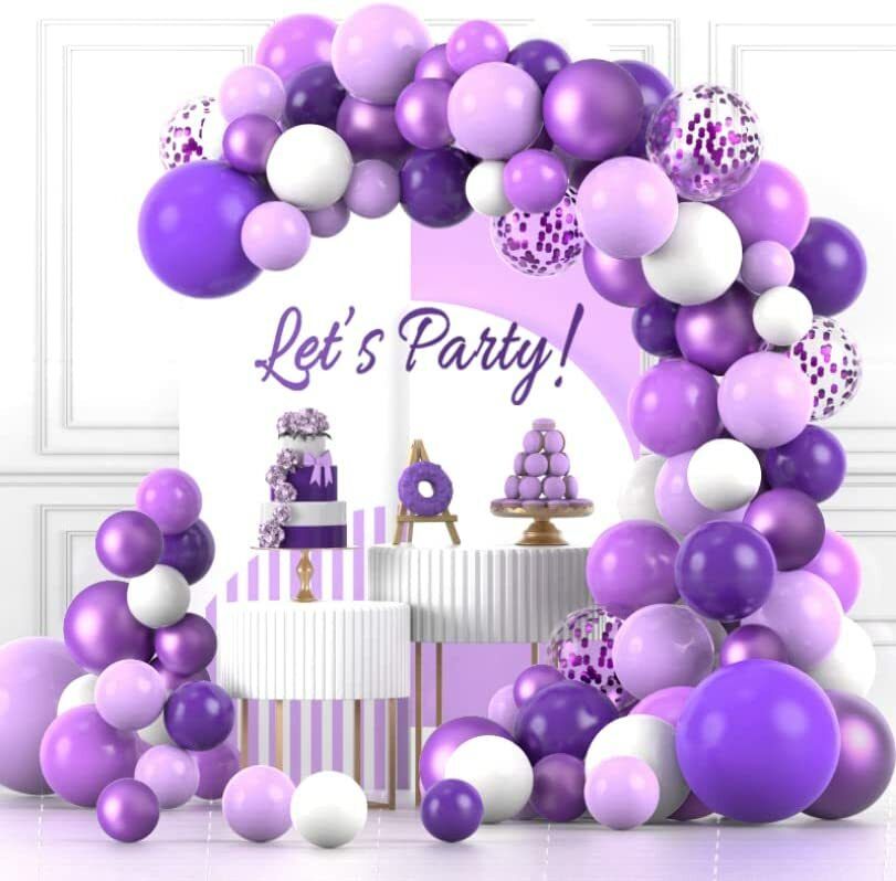 Solid Purple White Violet Balloons Garland Kit Of 53 Pcs For Party Decorations Balloon-image-47