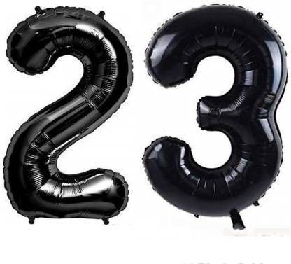 flipmate Solid Black Foil "23" (Twenty Three) Number Balloon for party Airwalker-picture-32