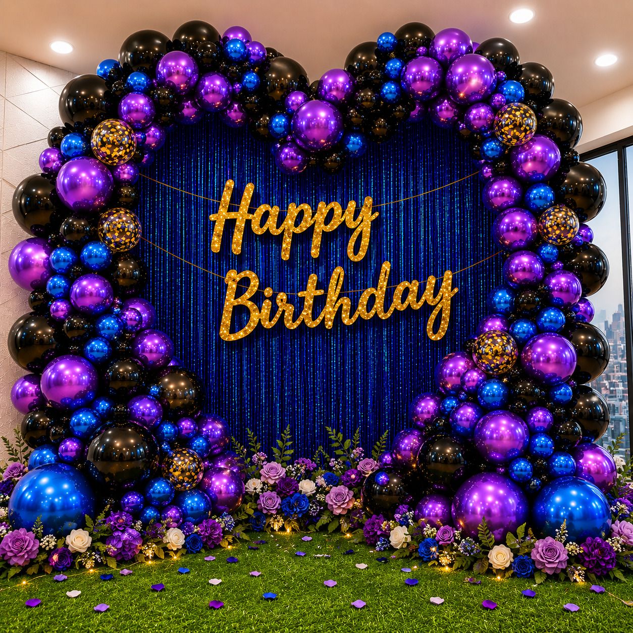 Solid Birthday Decoration Kit 65 Pcs Black Purple Blue Balloon Arch BPB-65-KIT Balloon-image-2