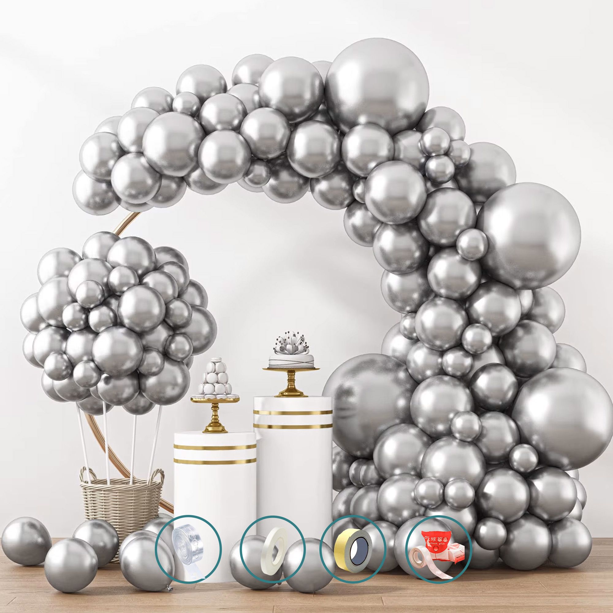 Solid Silver Chrome Balloons For Birthday Decoration Anniversary And Weding Decoration Balloon-image-3