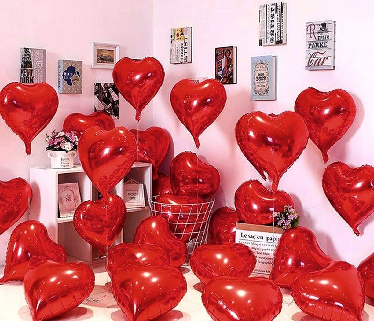 Solid Red Heart Foil Shaped Balloon Pack of 10 Balloon-image-29
