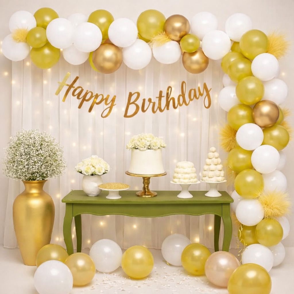 Solid Royal Noir Gold Birthday Arch Décor Balloon-image-42