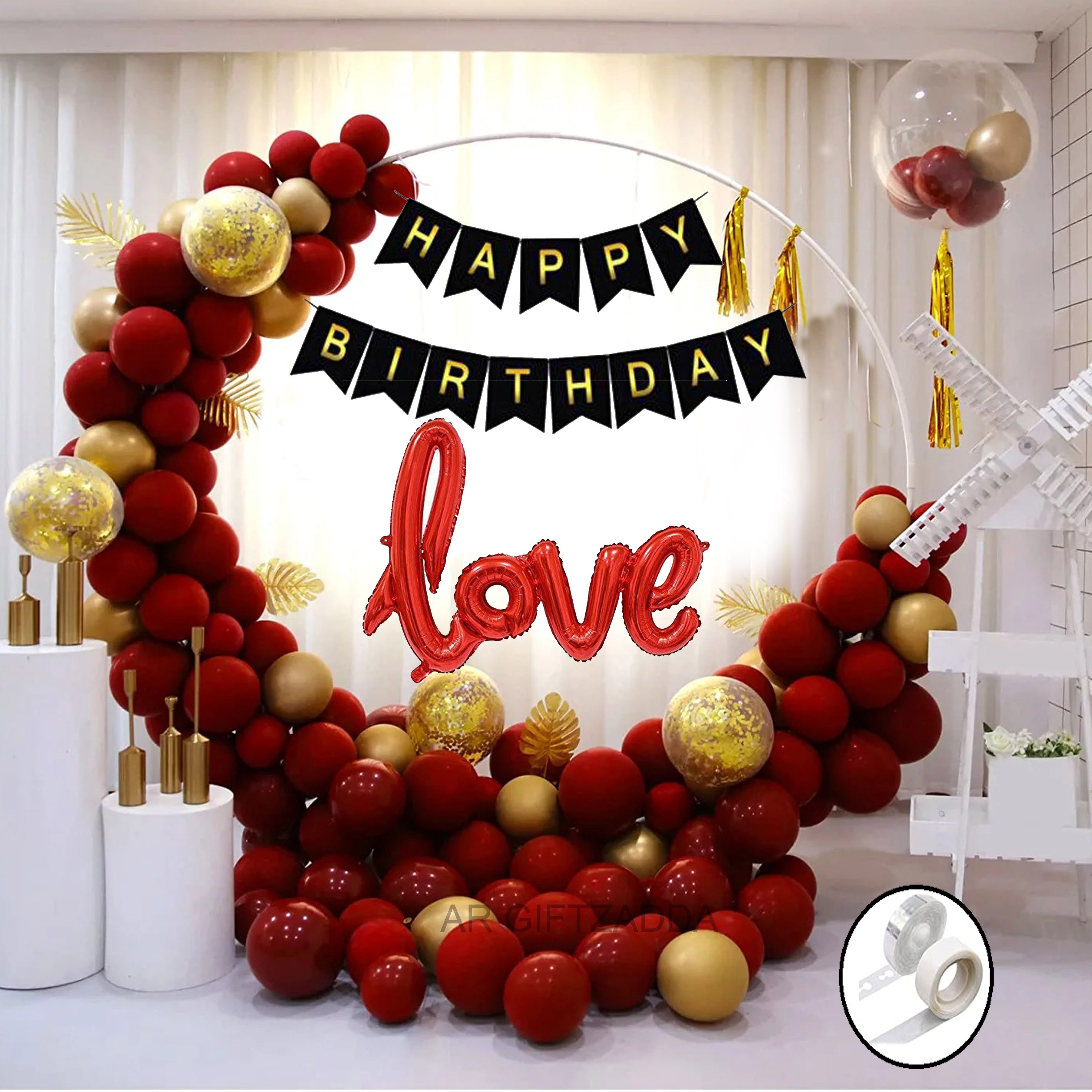 Solid Happy Birthday Love Balloon Decoration Arch Kit for Husband Wife Boys Girls Balloon Bouquet-image-4