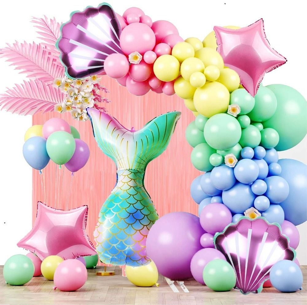 poptheparty Printed Mermaid Tail Theme Birthday Decorations Aqua Theme Decorations Balloon-picture-28