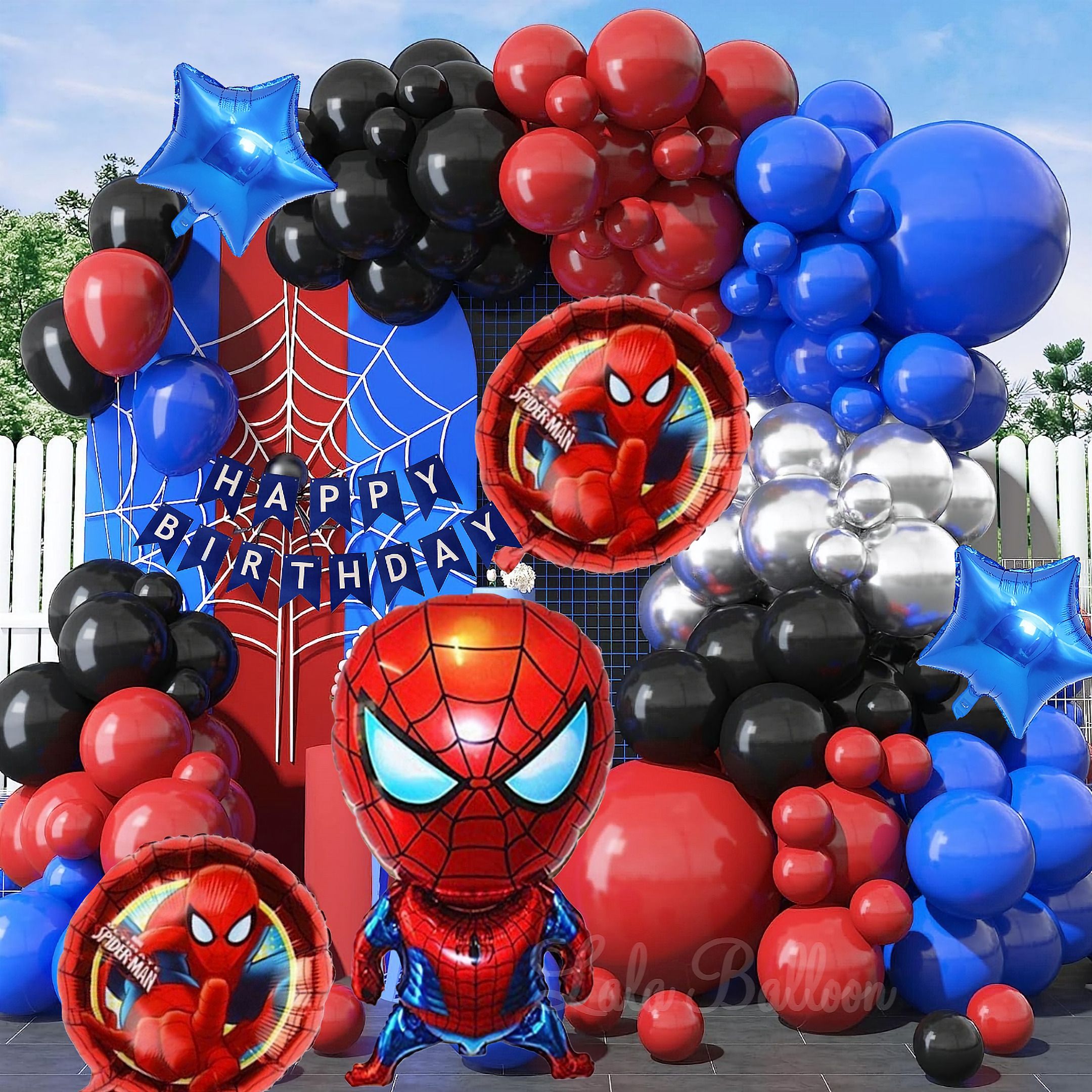 inispire2fashion Solid Adorable Spiderman Theme Birthday Decoration Combo Kit for Kids Balloon-picture-11