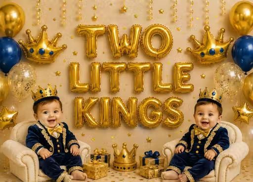 soi Solid Two Little Kings Gold Foil Letter Balloon Banner 14-Piece 16-Inch Metallic Gold Letter Balloon-picture-0