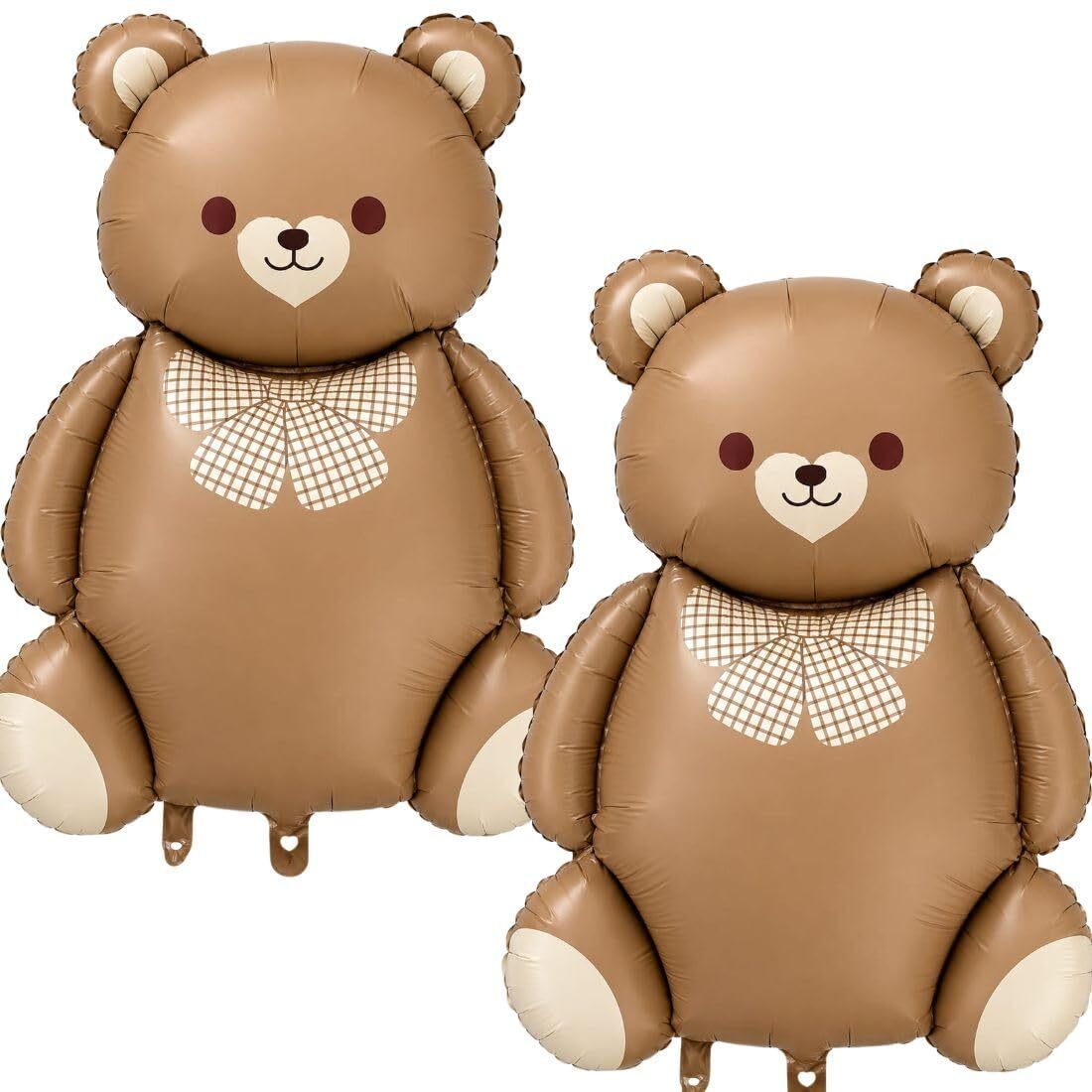 Solid Teddy Bear Foil Balloons, Brown, Plaid Bow Tie, Pack of 2 Balloon-image-5