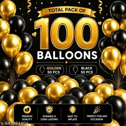 Solid Pack of 100 Golden and Black Celebration Balloons Balloon-image-40