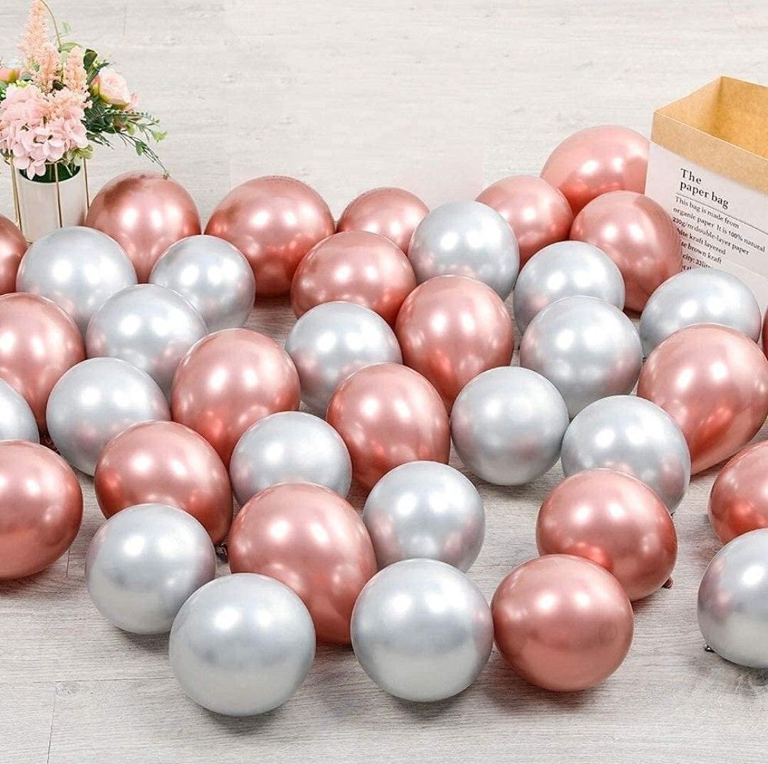 Solid Hd/Metalic 50 Ballons Rose gold,Silver For Kids/Adult/Party/Birthday Decorations Balloon-image-11