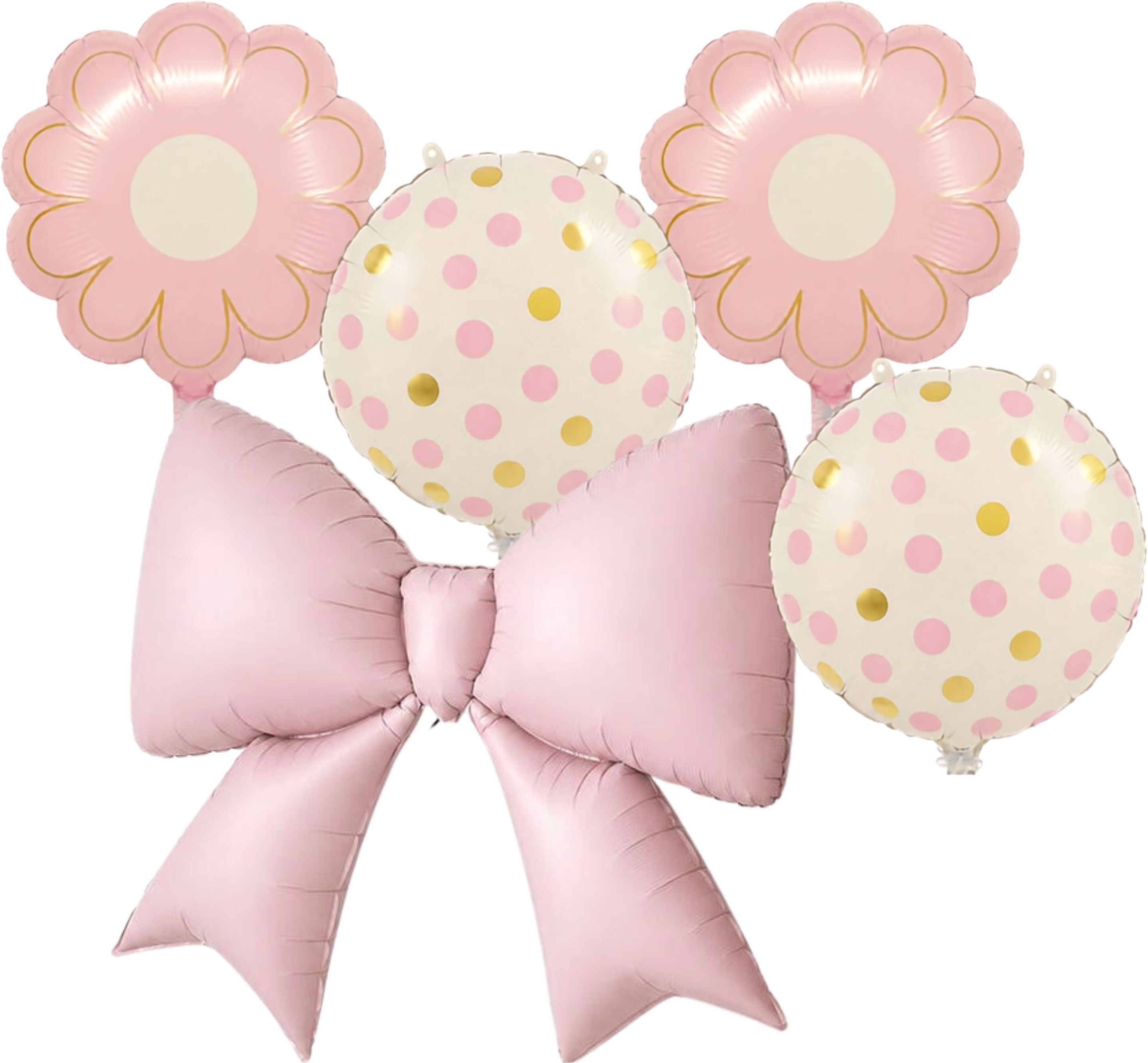 Printed Premium Pink Bow with flower & Polka White Balloon Birthday Party Set Balloon-image-5