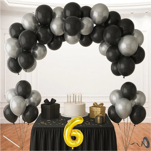 sulpha Solid 6th Black Silver Balloon Decoration Balloon-picture-29