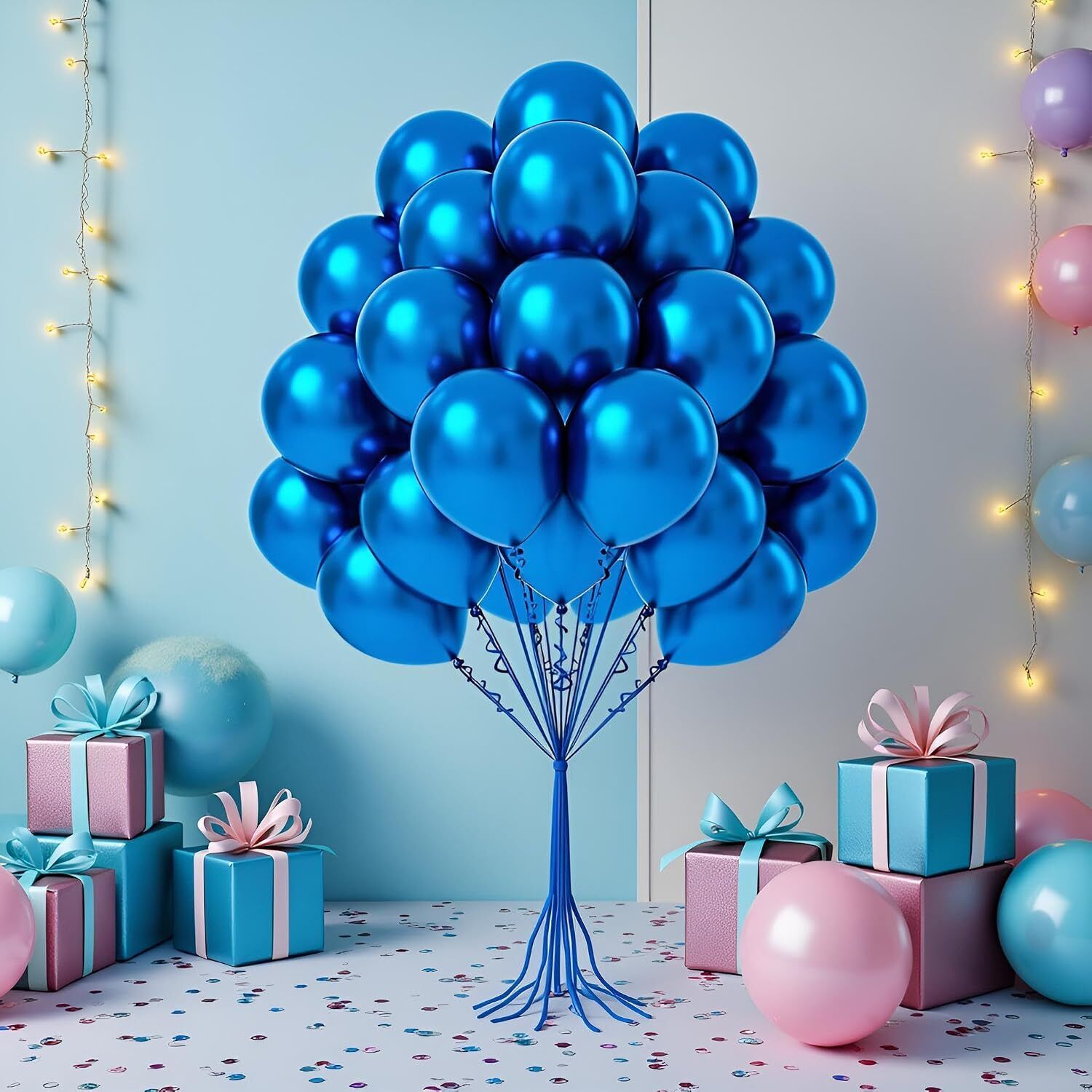 groovy dudz Printed 50 pcs Metallic Blue Chrome Balloons for Birthday decoration Balloon-picture-0