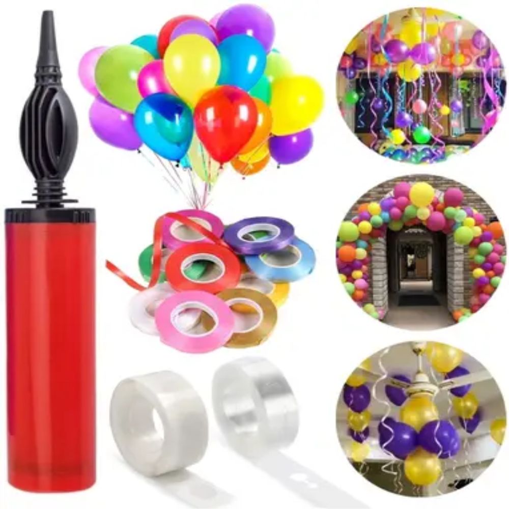 inispire2fashion Solid Decorating Garland -1Tape Strip,1Glue dot,1 Pump, 4 Ribbon Balloon Bouquet Balloon Bouquet-picture-25