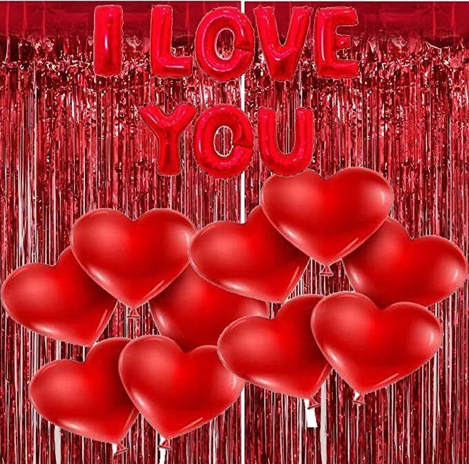 Solid Love You Heart Balloon Foil Valentine Decoration Items for Room / Heart Balloons Balloon-image-7