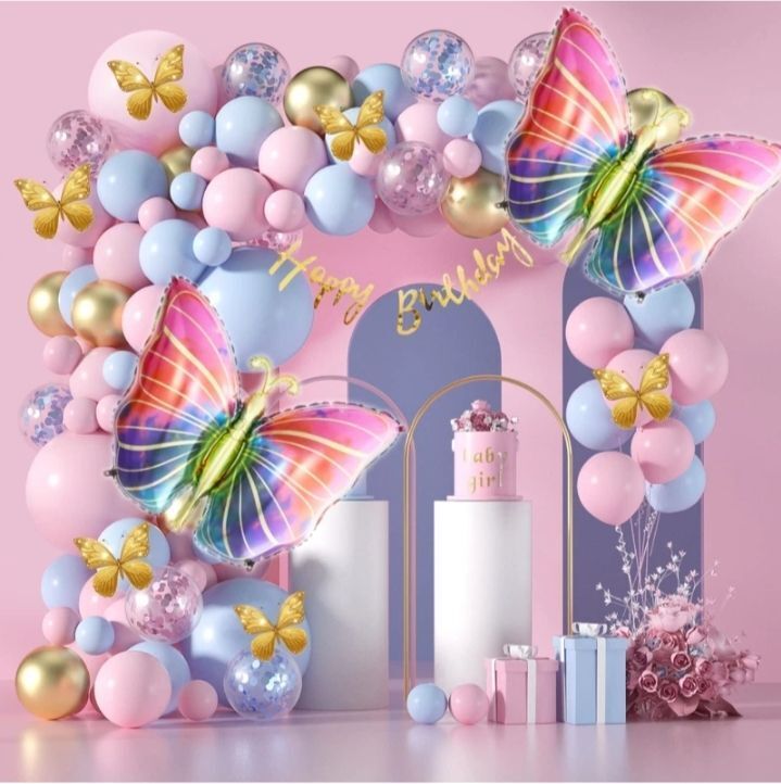 flipmate Solid Butterfly Theme Birthday decoration Kit (Set of 53) Balloon-picture-4