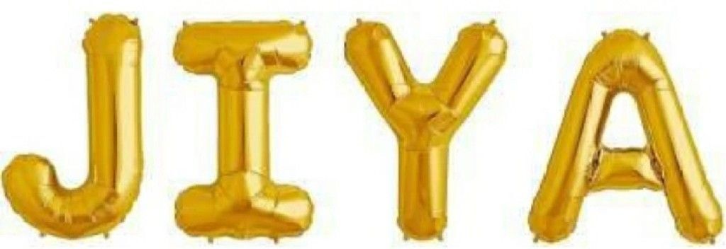 flipmate Solid Solid "JIYA" Name Decoration Letter Foil Balloon (Gold, Pack of 4) Letter Balloon-picture-24