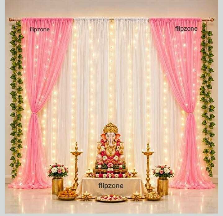 flipzone Solid MATA JI Net curtain decoration pink and with combo with leef led hook Balloon-picture-15