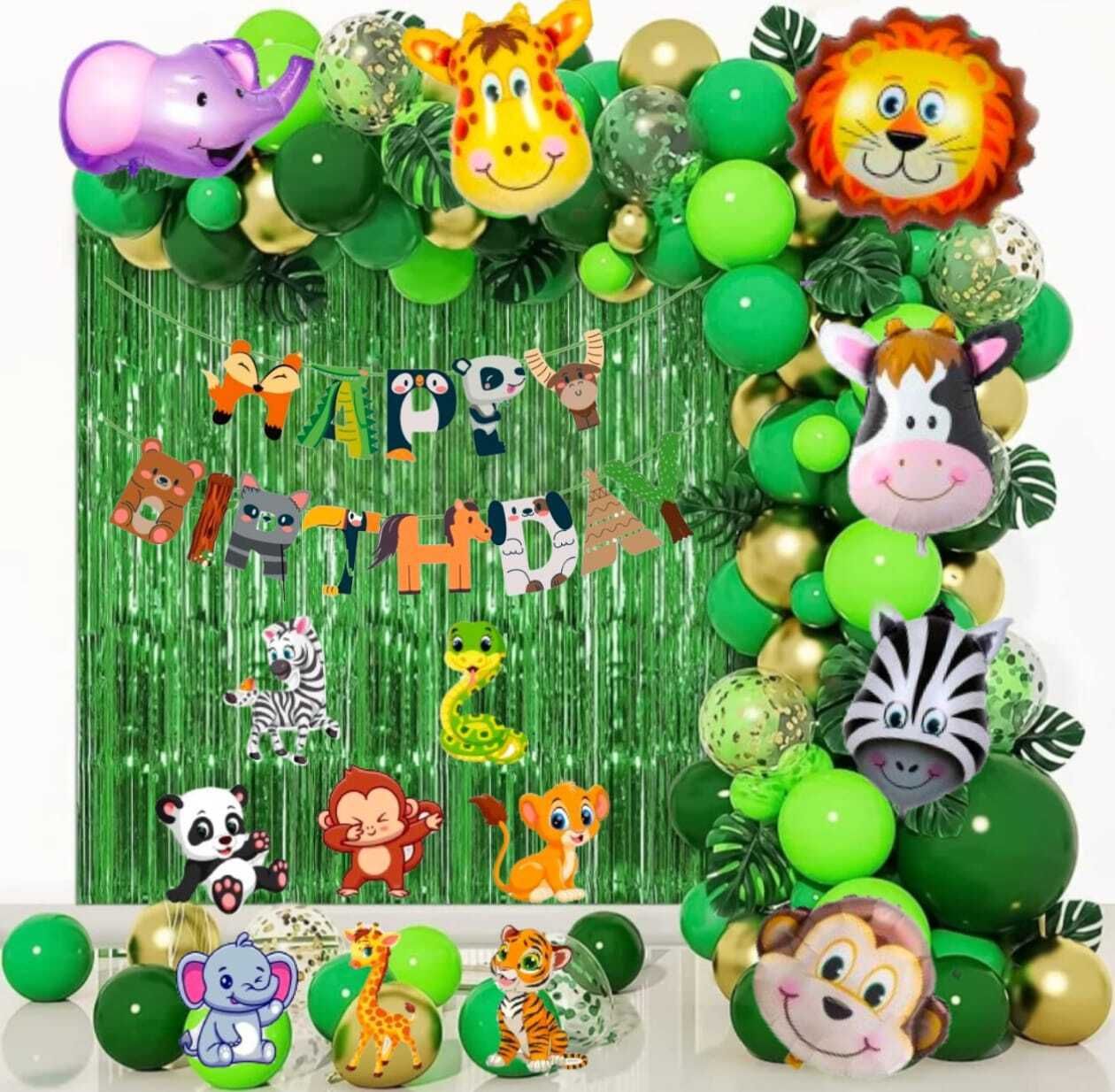 Solid Amazing Jungle Safari Theme Birthday Decoration Combo with Foil Balloon-image-10