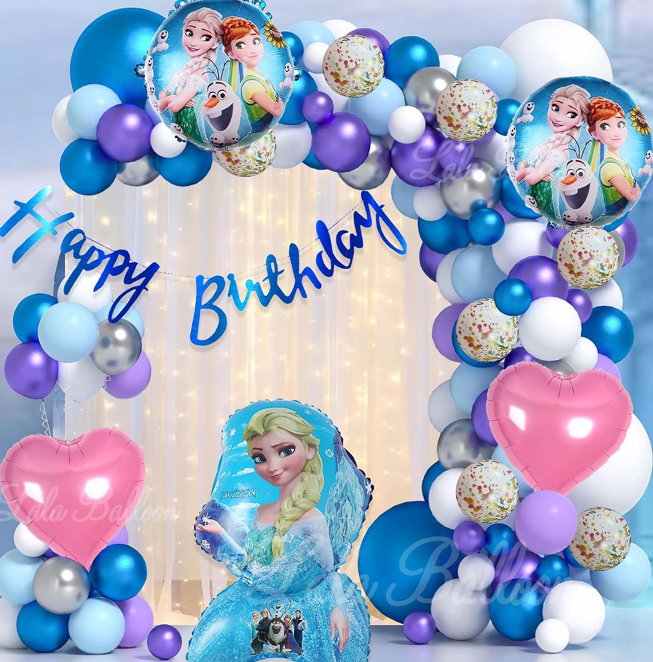 inispire2fashion Solid Happy Birthday Decoration Frozen Theme Frozen Birthday Decoration Balloon-picture-15