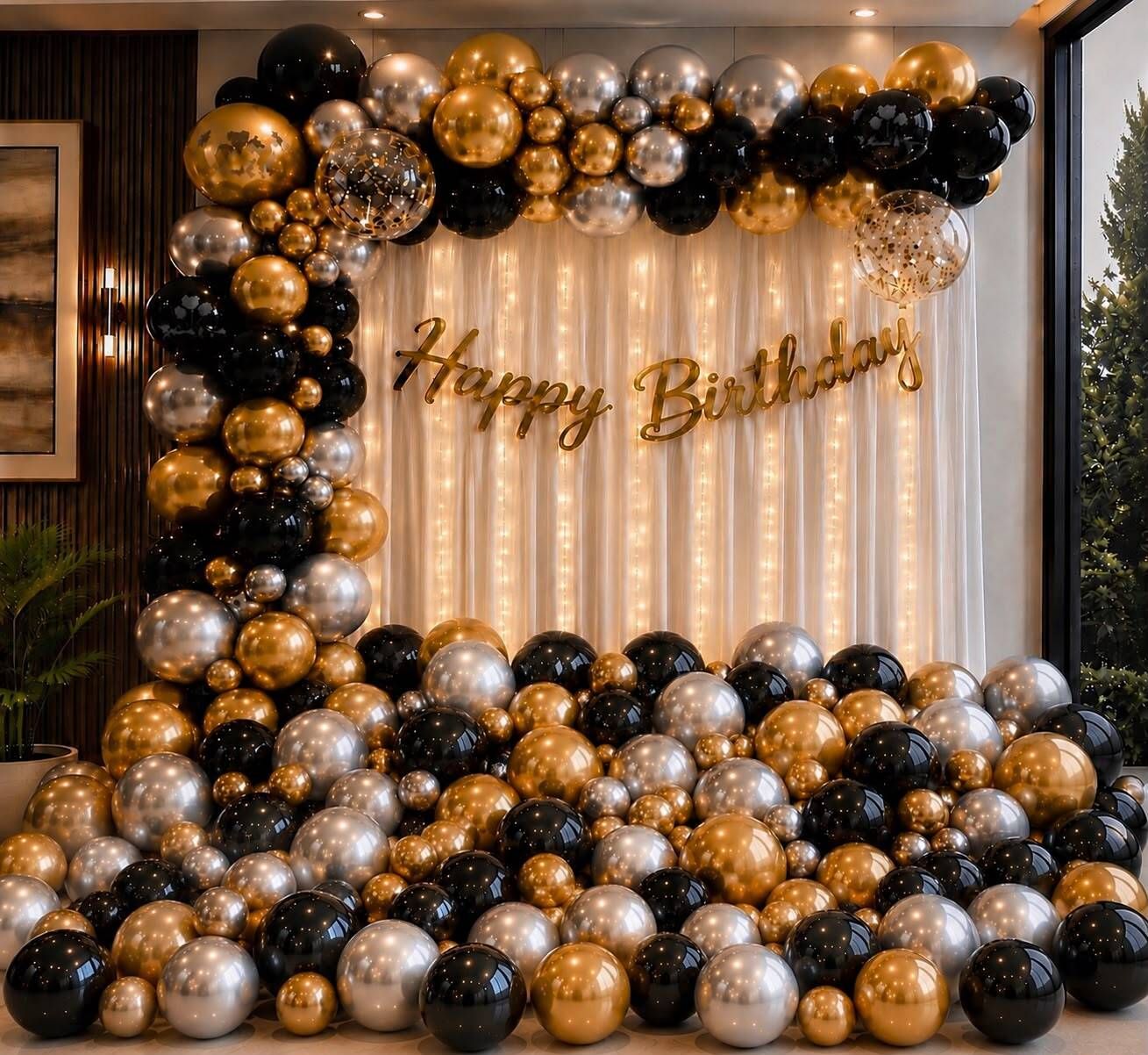 tigorik Solid Happy Birtdhay Cursive Net Curtain Balloon Set 44 Pcs Balloon-picture-24