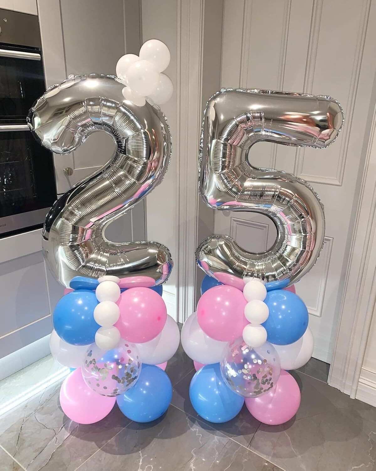 soi Solid Silver 25 Number Foil Balloons 25th or 52th Birthday Anniversary Decorations Balloon-picture-17