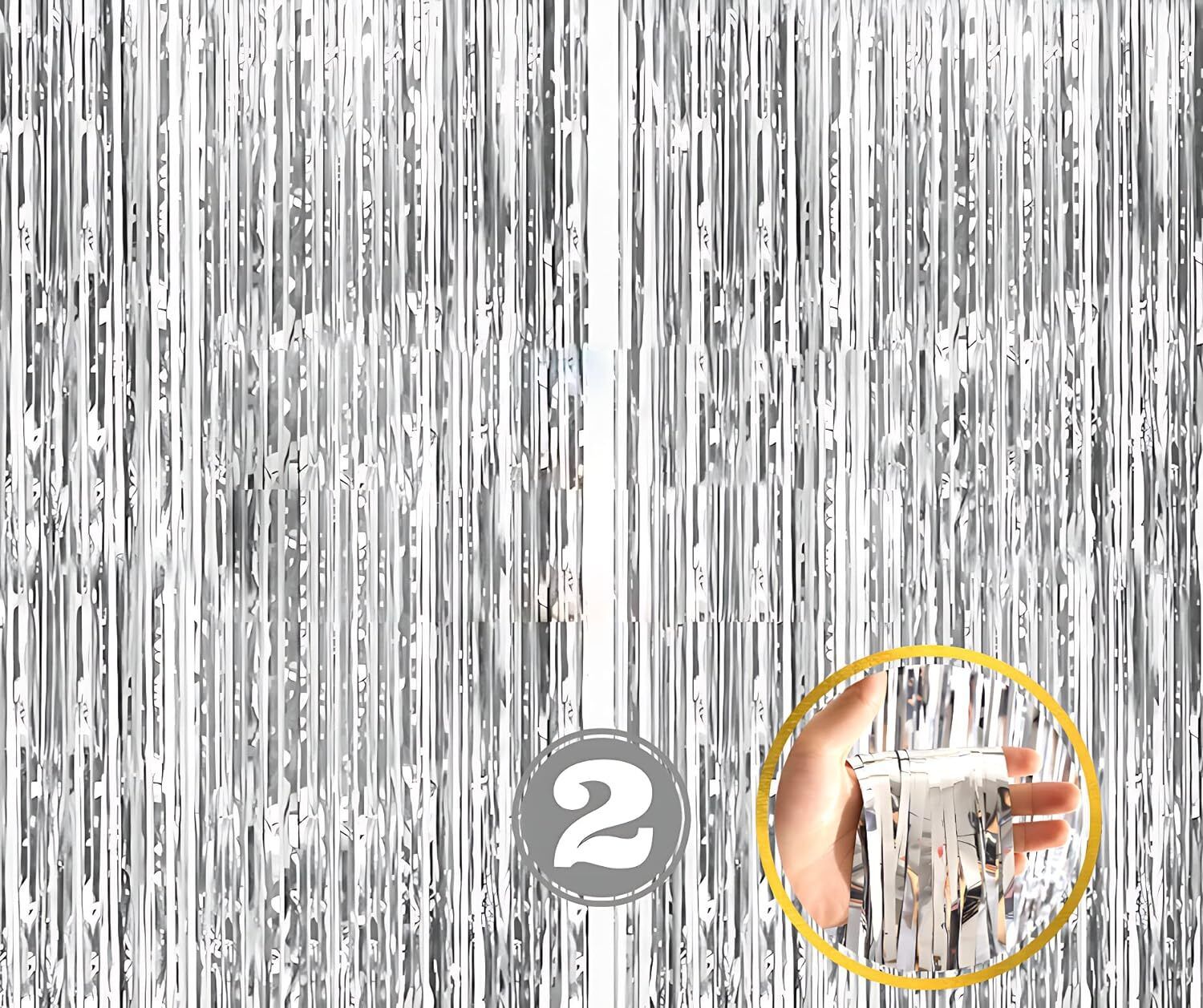 probang Solid Silver Foil Curtains for Birthday Decoration,Pack of 2 Bachelorette Party Theme Balloon-picture-10